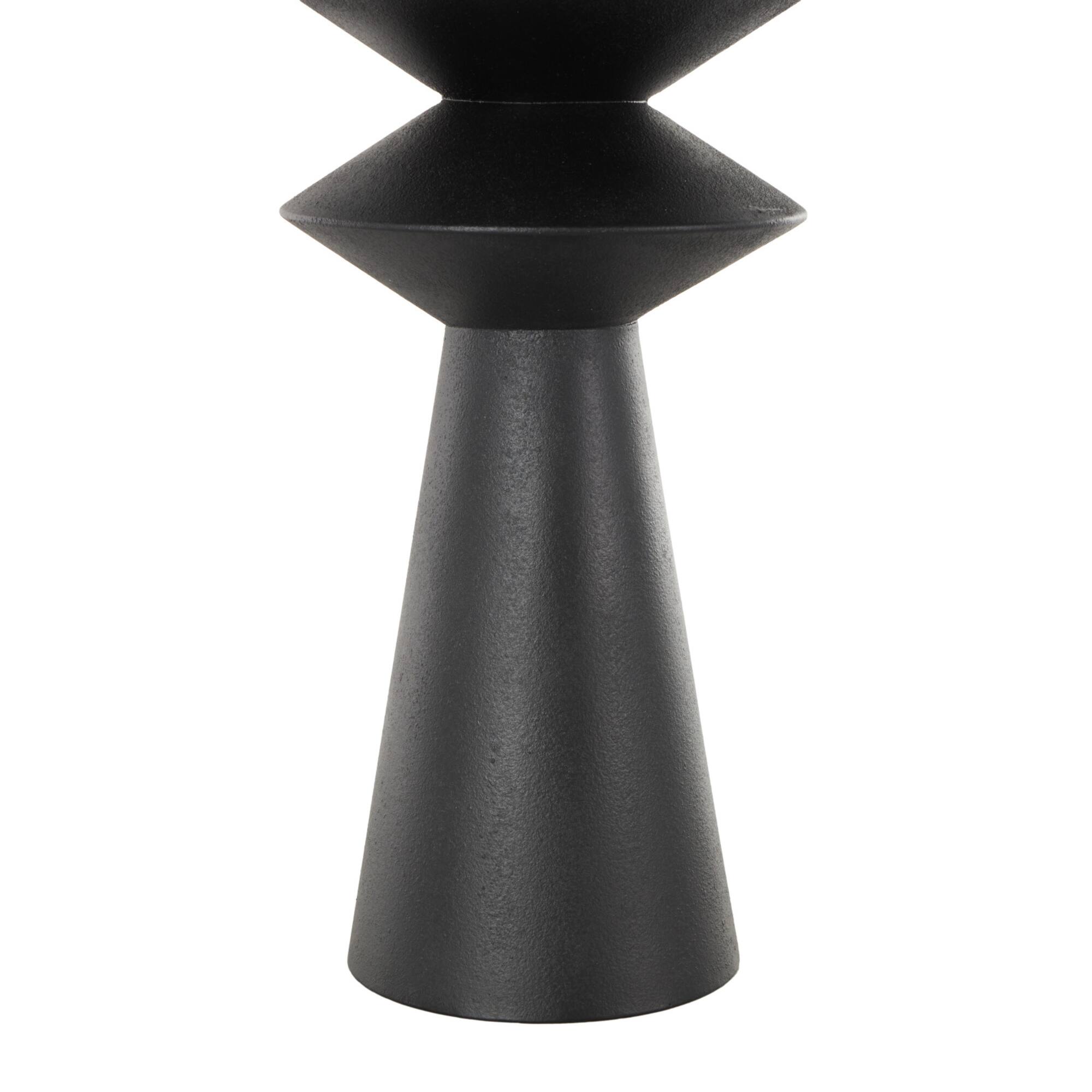 26" Black Fluted Metal Art Deco Vase